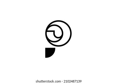 Monogram elegant minimal art logo concept. Trendy professional artistic P initial based alphabet icon logo. Black color on white background. Premium Business logo.