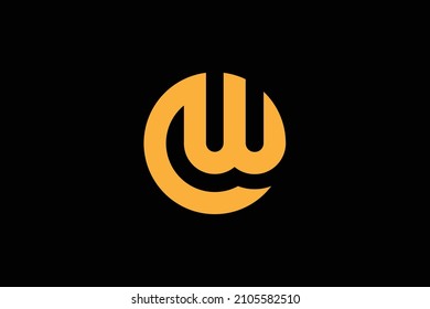 Monogram elegant minimal art logo concept. Trendy professional awesome artistic CW WC initial based alphabet icon logo. Gold color on black background. Premium Business logo.