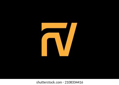 Monogram elegant minimal art logo concept. Trendy professional awesome artistic FV VF initial based alphabet icon logo. Gold color on black background. Premium Business logo.