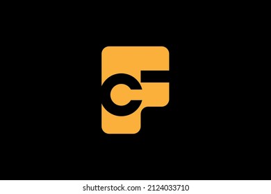 Monogram elegant minimal art logo concept. Trendy professional awesome artistic CF FC initial based alphabet icon logo. Gold color on black background. Premium Business logo.