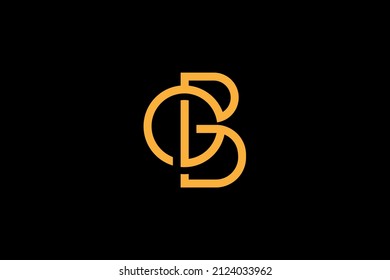 Monogram elegant minimal art logo concept. Trendy professional awesome artistic BG GB initial based alphabet icon logo. Gold color on black background. Premium Business logo.