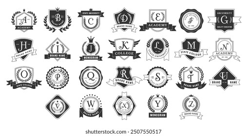 Monogram. Elegant premium, alphabet letters for logo design identity projects recent vector monogram badges set