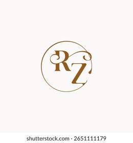 monogramm eleganten stil luxurius gefühl mit fluss RZ kreis fließt hochzeit logo brief