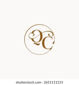 Monogramm eleganter Stil luxuriöses Gefühl mit Fluss QC Kreis fließt Hochzeit Logo Brief