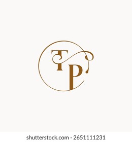 monogram elegant style luxurius feeling with flow TP circle fows wedding logo letter