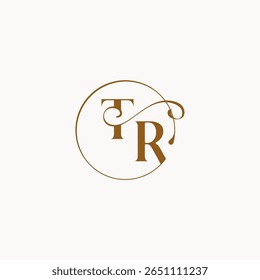 monograma estilo elegante sensación de lujo con flujo TR círculo fluye letra de logotipo de boda