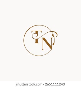 monogram elegant style luxurius feeling with flow TN circle fows wedding logo letter