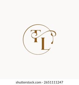 monograma elegante estilo luxurius sentimento com fluxo TL círculo fows casamento logotipo letra