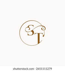 monogram elegant style luxurius feeling with flow ST circle fows wedding logo letter