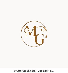 monograma elegante estilo luxurius sentimento com fluxo MG círculo fows casamento logotipo letra