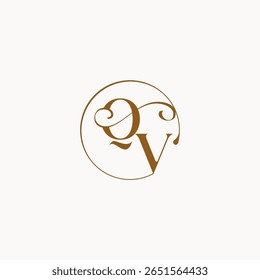 monogram elegant style luxurius feeling with flow QV circle fows wedding logo letter