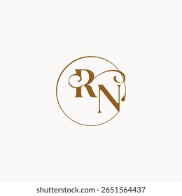 monograma estilo elegante sensación de lujo con flujo RN círculo fluye letra del logotipo de la boda