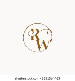 monograma estilo elegante sensación de lujo con flujo RW círculo fluye letra del logotipo de la boda