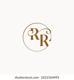 monograma elegante estilo luxurius sentimento com fluxo círculo RR flui casamento logotipo letra