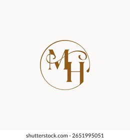 monograma estilo elegante sensación de lujo con flujo MH círculo fluye letra de logotipo de boda