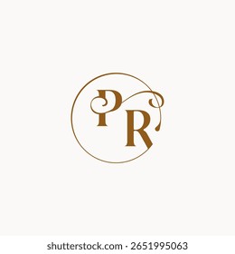 monograma elegante estilo luxurius sentimento com fluxo PR círculo flui casamento logotipo letra