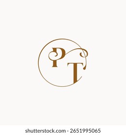 monogram elegant style luxurius feeling with flow PT circle fows wedding logo letter