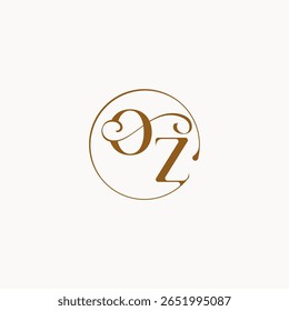monograma estilo elegante sensación de lujo con flujo OZ círculo fluye letra del logotipo de la boda