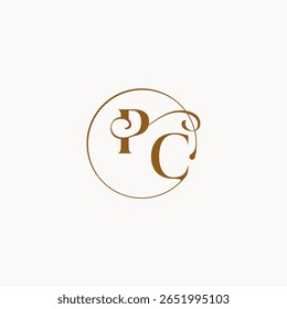 Monograma estilo elegante sensación de lujo con flujo de PC círculo flujos de la boda logo letra