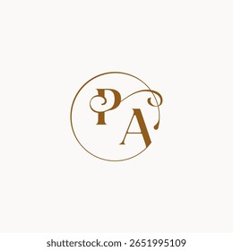 monograma elegante estilo luxurius sentimento com fluxo PA círculo flui casamento logotipo letra
