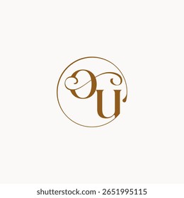 monograma elegante estilo luxurius sentimento com fluxo círculo OU flui carta logotipo de casamento