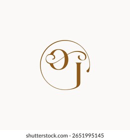monogram elegant style luxurius feeling with flow OJ circle fows wedding logo letter