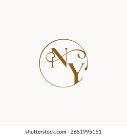 monogram elegant style luxurius feeling with flow NY circle fows wedding logo letter