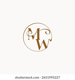 monogram elegant style luxurius feeling with flow MW circle fows wedding logo letter