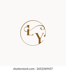 monograma elegante estilo luxurius sentimento com fluxo LY círculo flui casamento logotipo letra