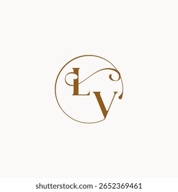 monogram elegant style luxurius feeling with flow LV circle fows wedding logo letter