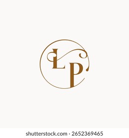 Monogramm eleganter Stil luxuriöse Gefühl mit Fluss LP Kreis fließt Hochzeit Logo Brief