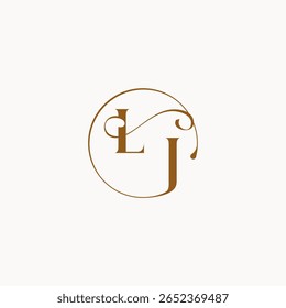 monograma estilo elegante sensación de lujo con flujo LJ círculo fluye letra del logotipo de la boda