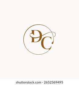monogram elegante Stil luxuriöse Gefühl mit Fluss DC Kreis fließt Hochzeit Logo Brief