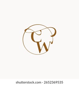 monogram elegant style luxurius feeling with flow CW circle fows wedding logo letter