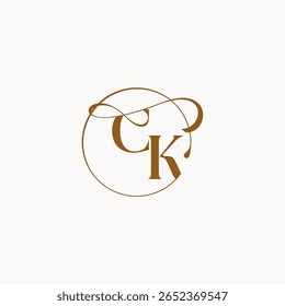 monogram elegant style luxurius feeling with flow CK circle fows wedding logo letter