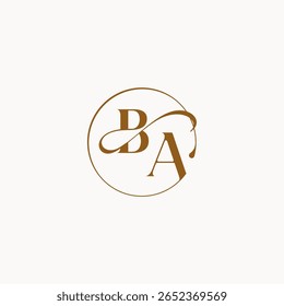 monograma elegante estilo luxurius sentimento com fluxo círculo BA flui casamento logotipo letra