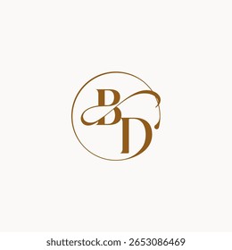 monograma elegante estilo luxurius sentimento com fluxo BD círculo fows casamento logotipo letra