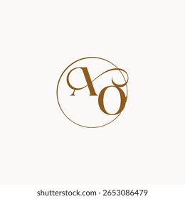monograma elegante estilo luxurius sentimento com fluxo AO círculo fows casamento logotipo letra