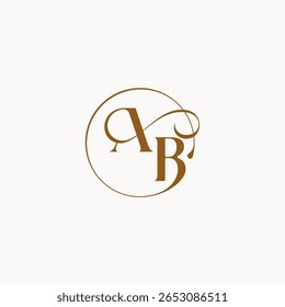 monograma elegante estilo luxurius sentimento com fluxo AB círculo flui casamento logotipo letra