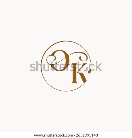 monogram elegant style luxurius feeling with flow OK circle fows wedding logo letter