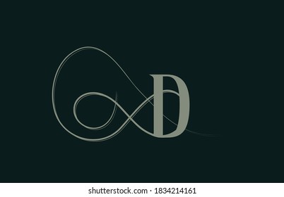 monogram elegant vintage D alphabet letter logo icon in green color. creative design for company and business