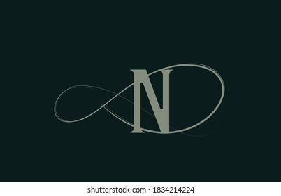 monogram elegant vintage N alphabet letter logo icon in green color. creative design for company and business