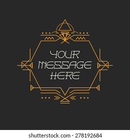 Monogram emblem template. Luxury elegant frame ornament line logo design vector illustration