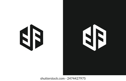 monogram f ff e ef fe hexagon sport gym logo template