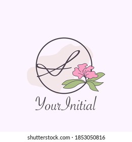 Monogram Feminine Initial S Letter Logo Concept Circle Nature Flower  Vector Design