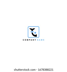 Monogram Fish Vector Design Logo