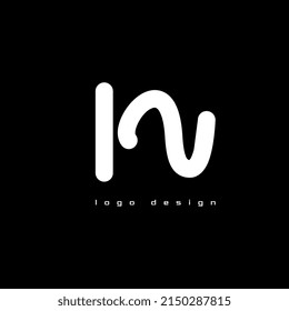 monogram flat letter h n logo design