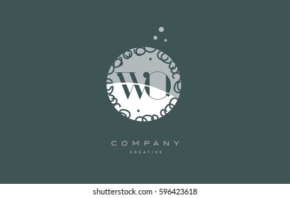 monogram floral green alphabet company letter logo wo w o