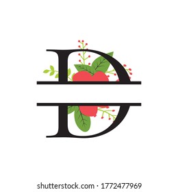 Monogram floral split letter alphabet vector design