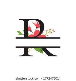 Monogram floral split letter alphabet vector design
